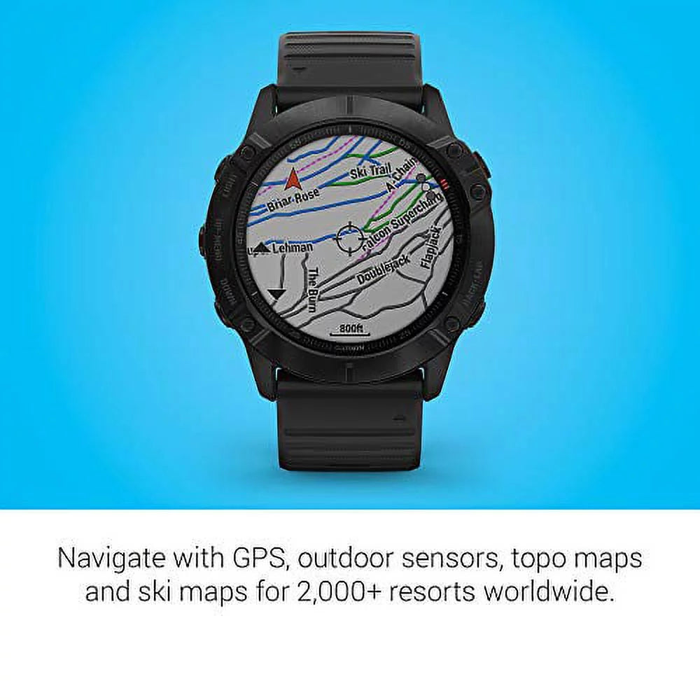 Garmin 010-02157-00 Fenix 6X Pro, Premium Multisport GPSize Watch, Features Mapping, Music, Grade-Adjusted Pace Guidance and Pulse Ox Sizeensors, Black