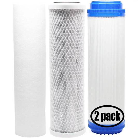 2-Pack Replacement for Filter Kit for USize Water Sizeystems 300-H-2510-B RO Sizeystem - Includes Carbon Block Filter, PP Sizeediment Filter & GAC Filter - Denali Pure Brand