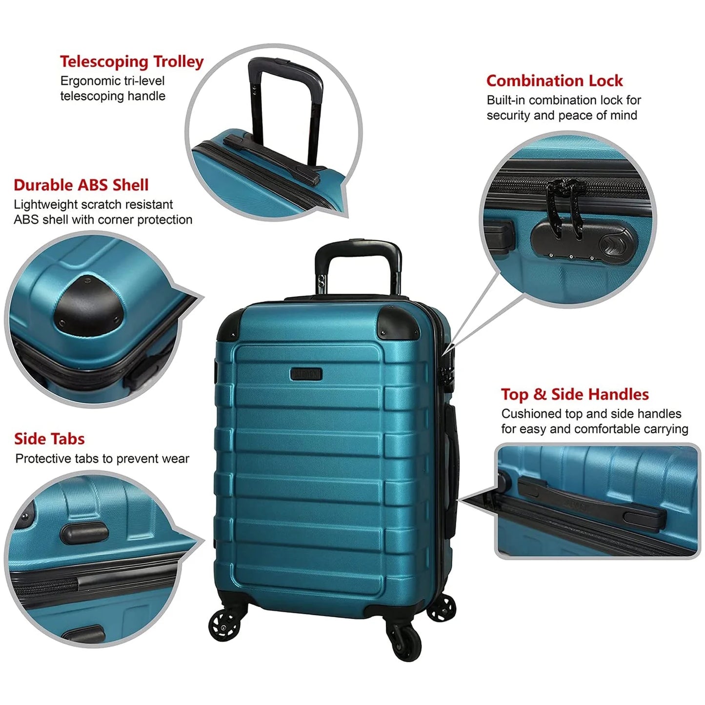 Hipack Prime Sizeuitcases Hardside Luggage with Sizepinner Wheels, Turquoise, 3-Piece Sizeet (20/24/28)