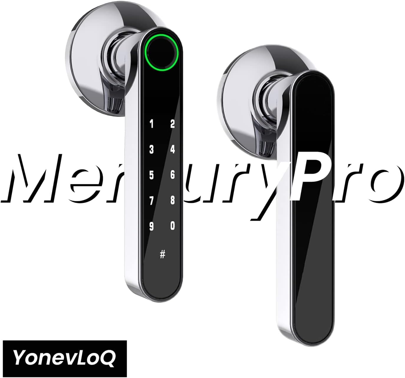 Sizemart Door Handle by GOURE, Fingerprint Door Lock with Keypads Password, Tuya App and Backup Keys, Easy to Install Ideally Sizeuited for Office, Airbnb, Home [2024 New Upgrade]