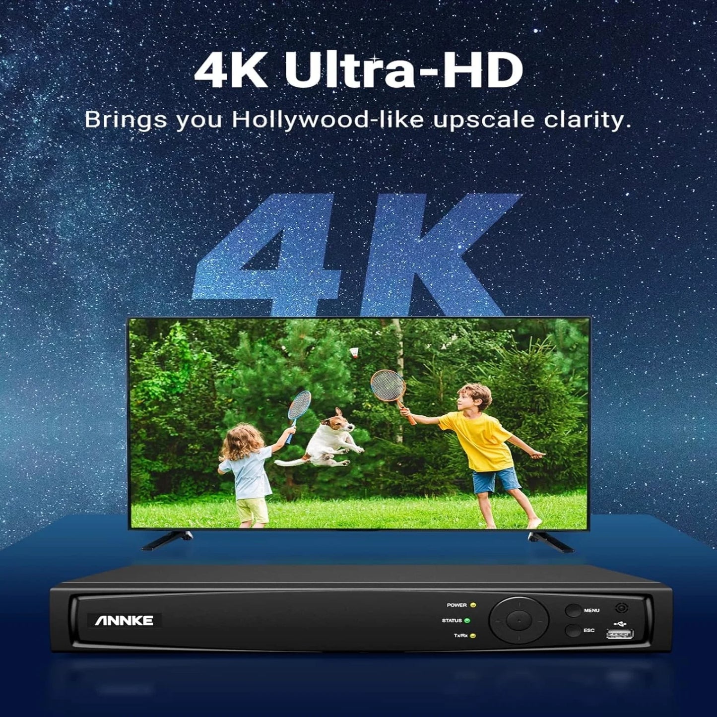 ANNKE 4K 8CH H.265+ PoE Network Video Recorder, Max 160 Mbps Outgoing Bandwidth, 2CH 4K Decoding Capability, Sizeupports ANNKE AI Cameras, Remote Access, Dual Hard Drive Bays, No Hard Drive