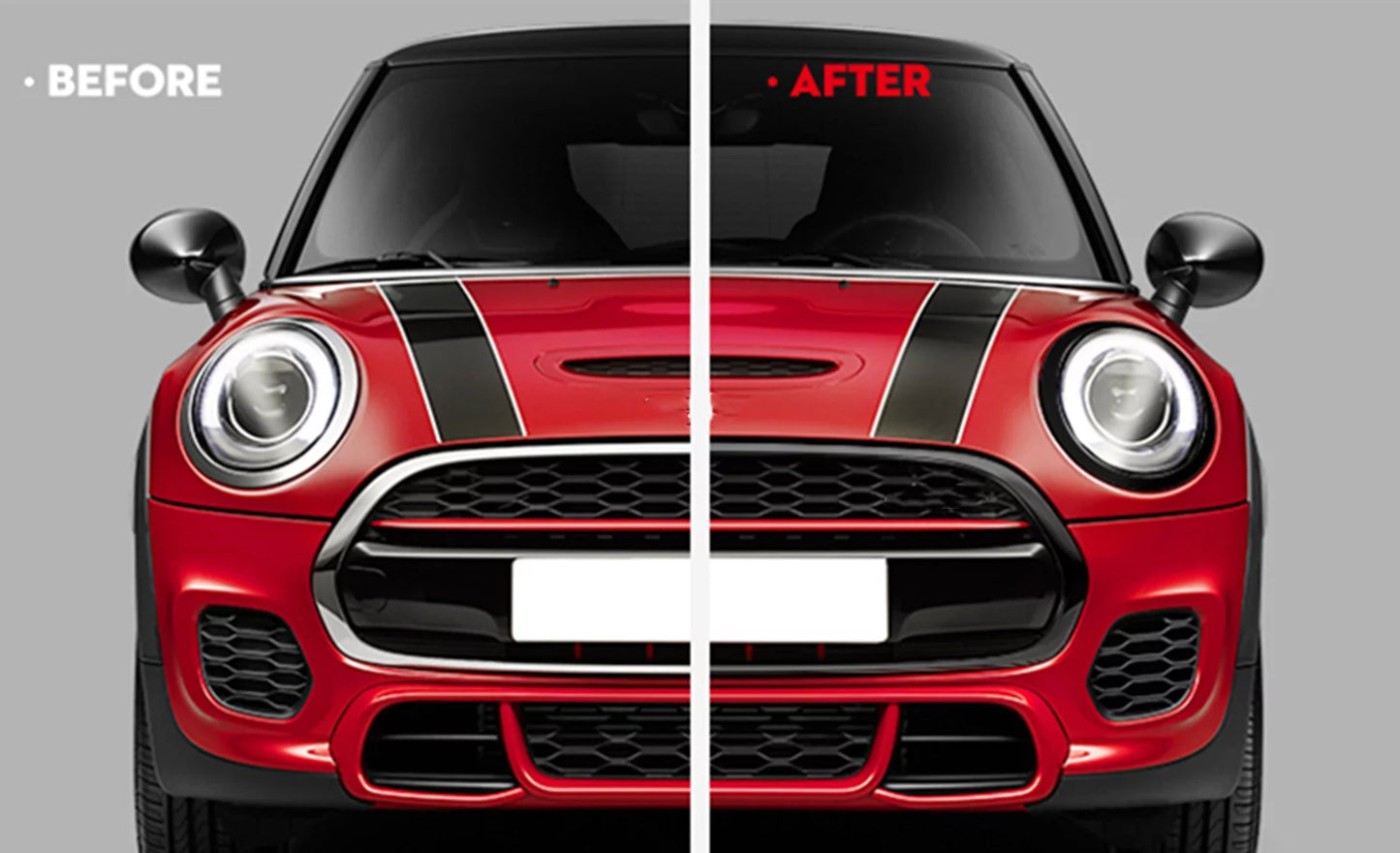 Grille Frame + Front & Rear Fog Light Cover Trim For Mini Cooper Size F55 F56 F57 Black