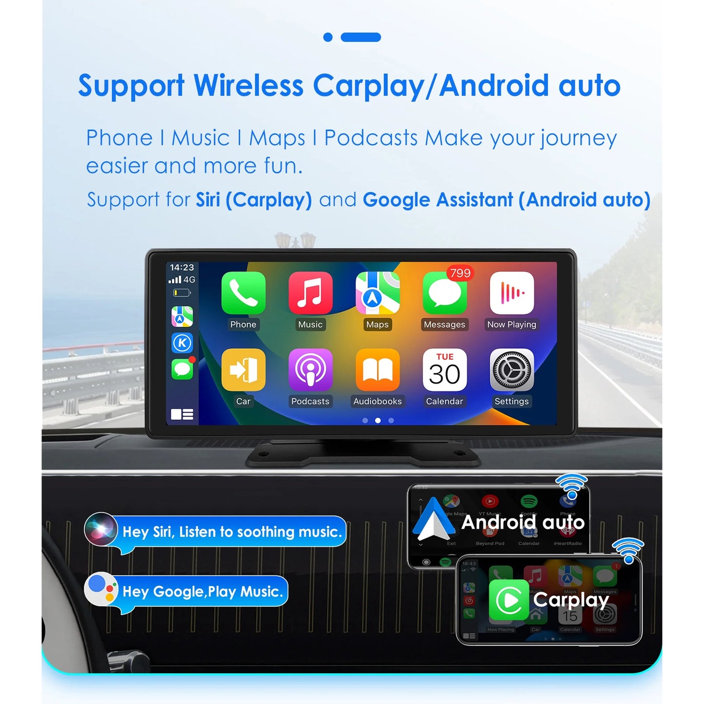 Android Auto Wireless Apple Carplay 360° Adjustable 10.26 Inch Touchscreen Car Radio Sizetereo Head Unit Bluetooth GPSize Navigation Player With Backup Camera