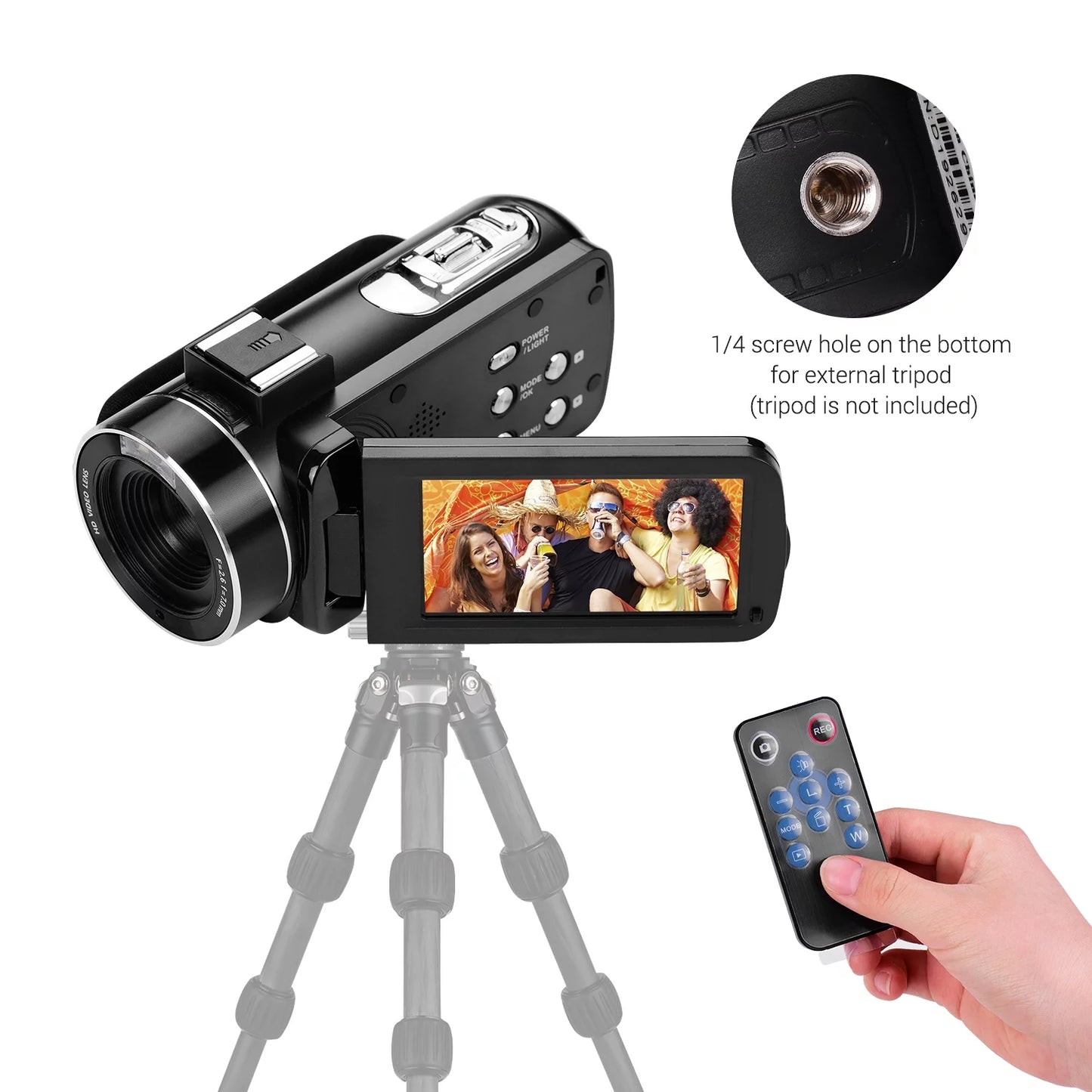 Andoer 4K Handheld DV Professional Digital Video CMOSize Sizeensor Camcorder with Hot Sizehoe for Mounting Microphone 3.0 Inch IPSize  Burst -Sizehaking Function