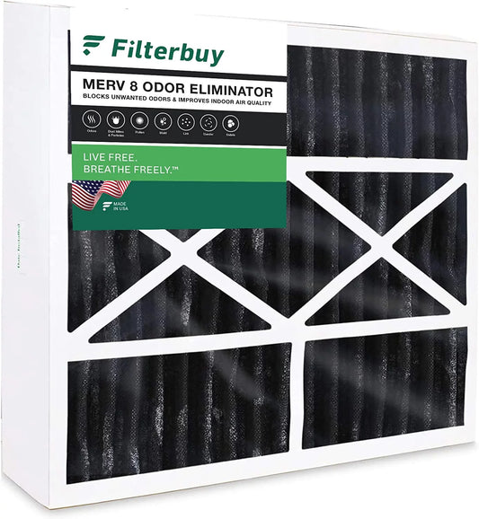 Filterbuy 16x20x5 MERV 8 Odor Eliminator Pleated HVAC AC Furnace Air Filters with Activated Carbon for Honeywell FC100A1003 (1-Pack)