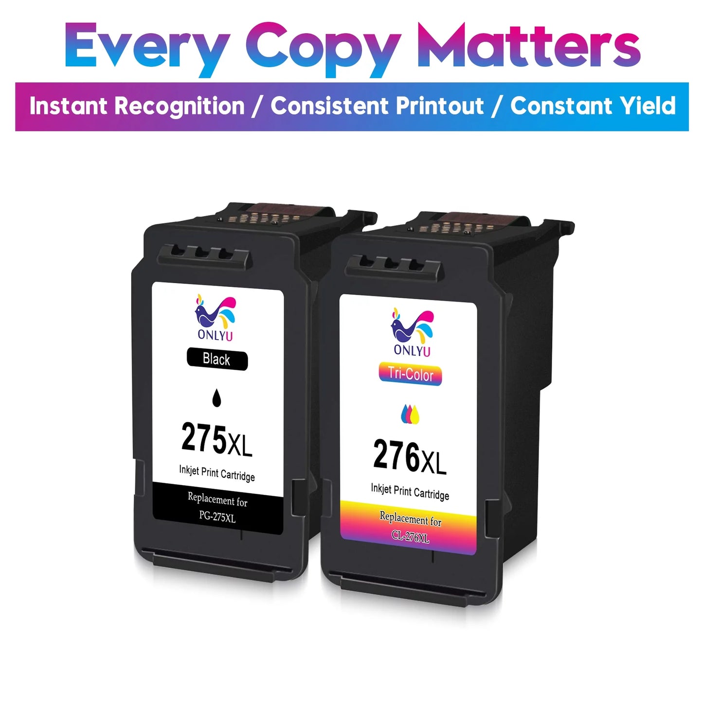 PG-275 CL-276 XL Printer Ink for Canon 275xl and 276xl Ink Cartridges (1 Black 1 Color) Compatible to PIXMA TSize3522 TSize3520 TR4720 TR4722 Printer High Yield Combo Pack