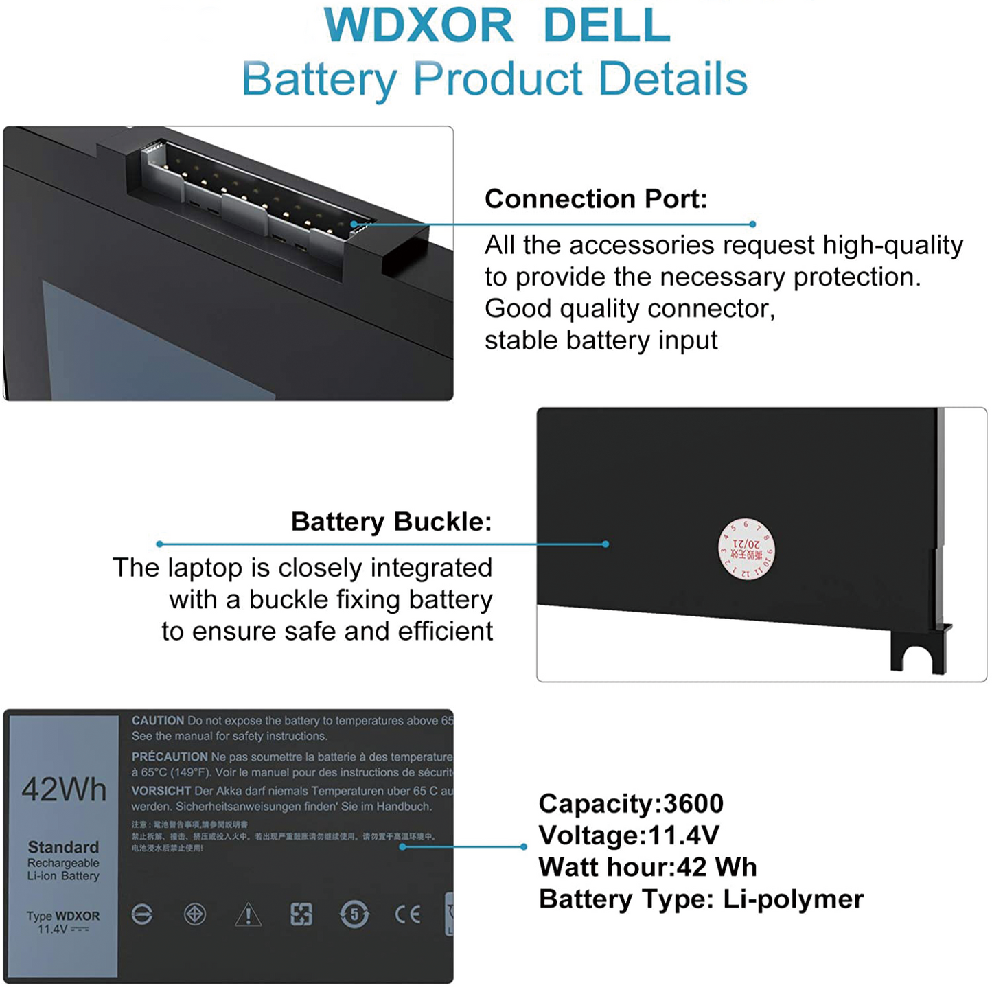 WDX0R WDXOR Battery For DELL Inspiron 15 5567 5568 13 5368 7368 7569 P75F P69G