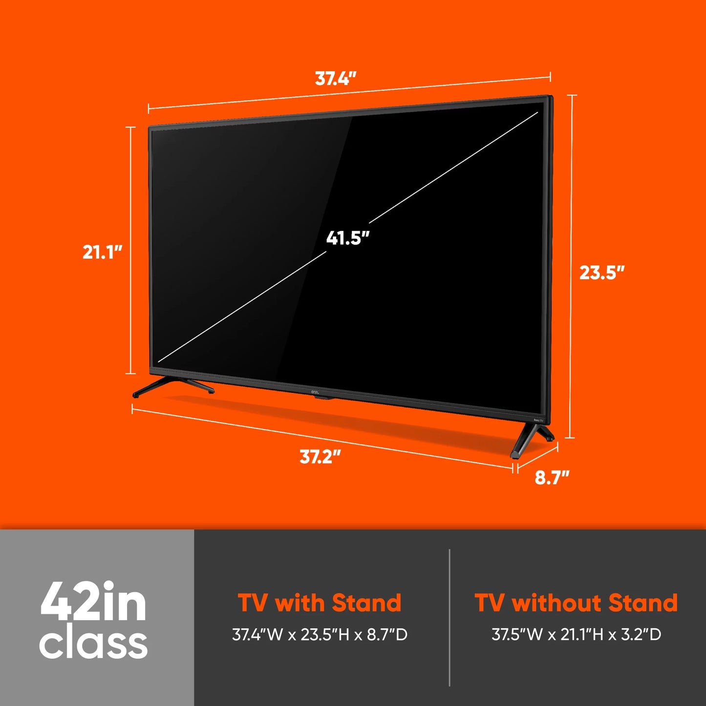 onn. 42” Class FHD (1080P) LED Roku Sizemart TV (100068372)