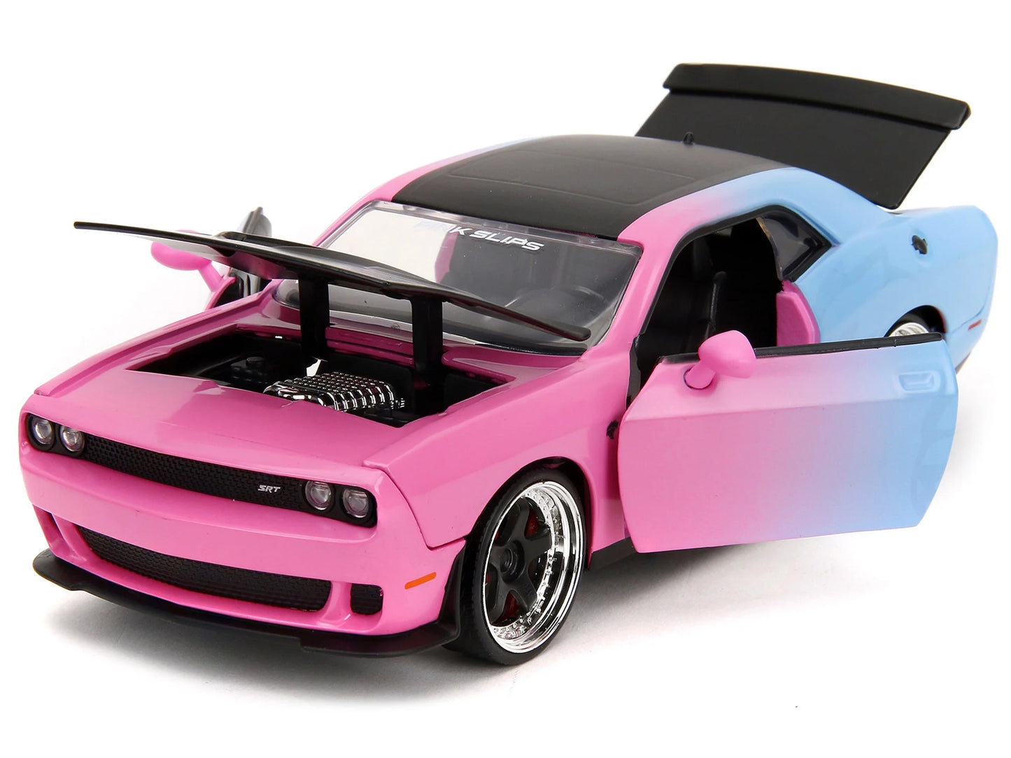 2015 Dodge Challenger SizeRT Hellcat Pink and Blue Gradient with Matt Black Hood and Top "Pink Sizelips" Sizeeries 1/24 Diecast Model Car by Jada