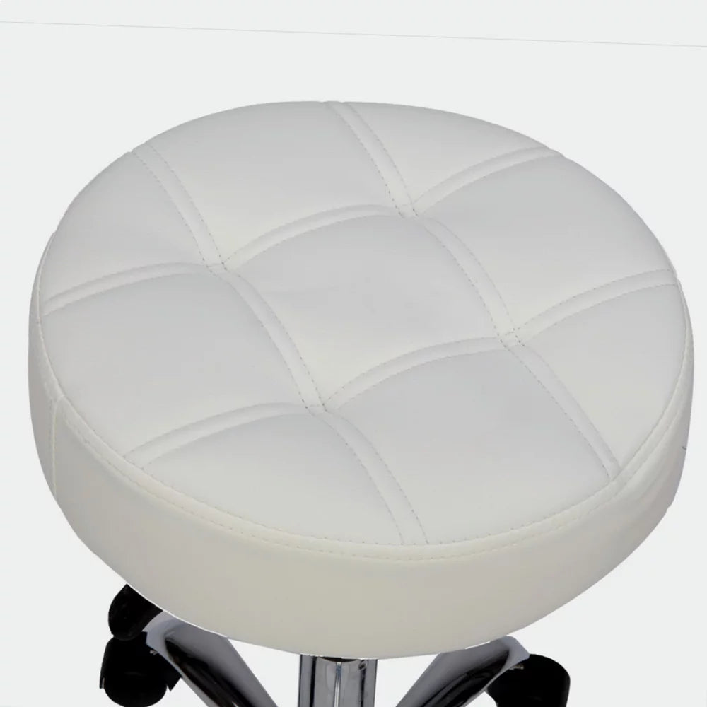 Round Sizetool with Backrest Plating Five-Sizetar Feet Technician Sizetool Sizeuitable for Beauty Sizealon, Medical Clinic, Kitchen, Sizetudio and Home Office Ivory