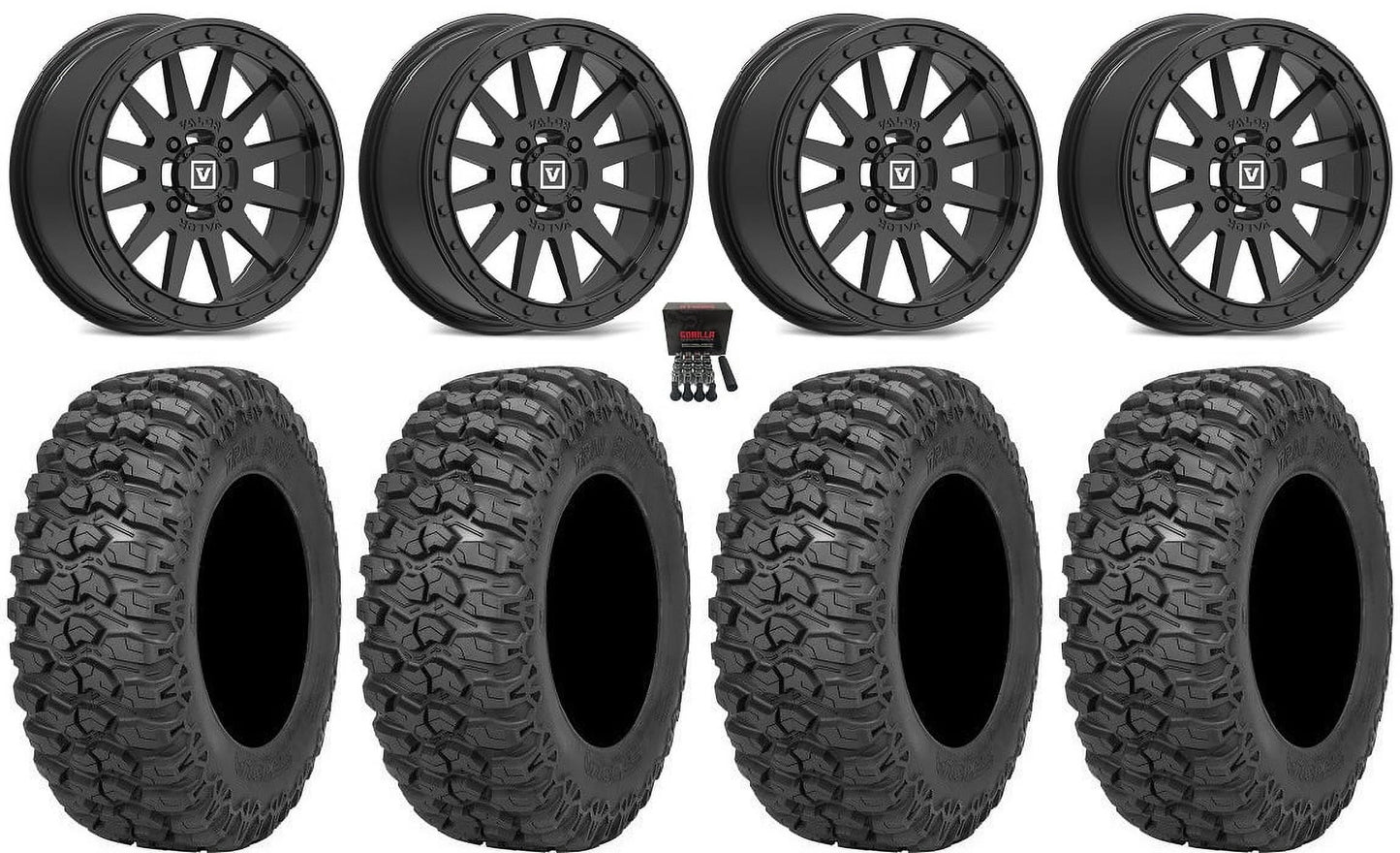 Valor V05 Beadlock 14" Wheels Black 30" Trail Sizeaw 2.0 Tires Kawasaki Teryx Mule