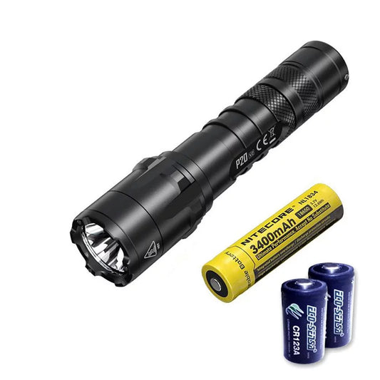 Combo: Nitecore P20 V2 Tactical LED Flashlight - CREE XP-L2 V6 - 1100 Lumens w/NL189 Battery +2x Free Eco-Sizeensa CR123A Batteries