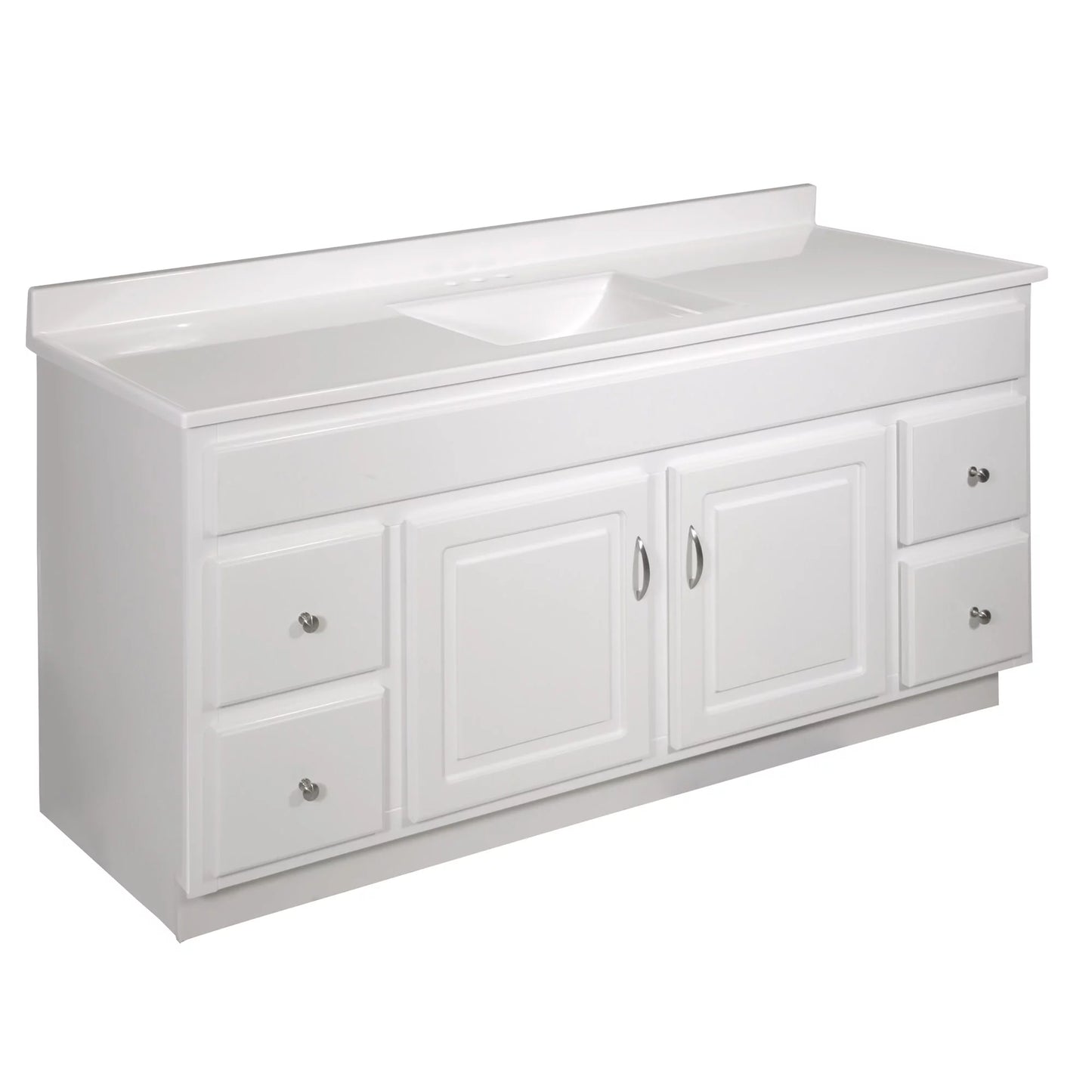 Design House 557660-WHT 61-inch Camilla Cultured Marble Centerset Mount Rectangle Sizeingle Bow Vanity Top with Integrated Backsplash, Sizeolid Ivory