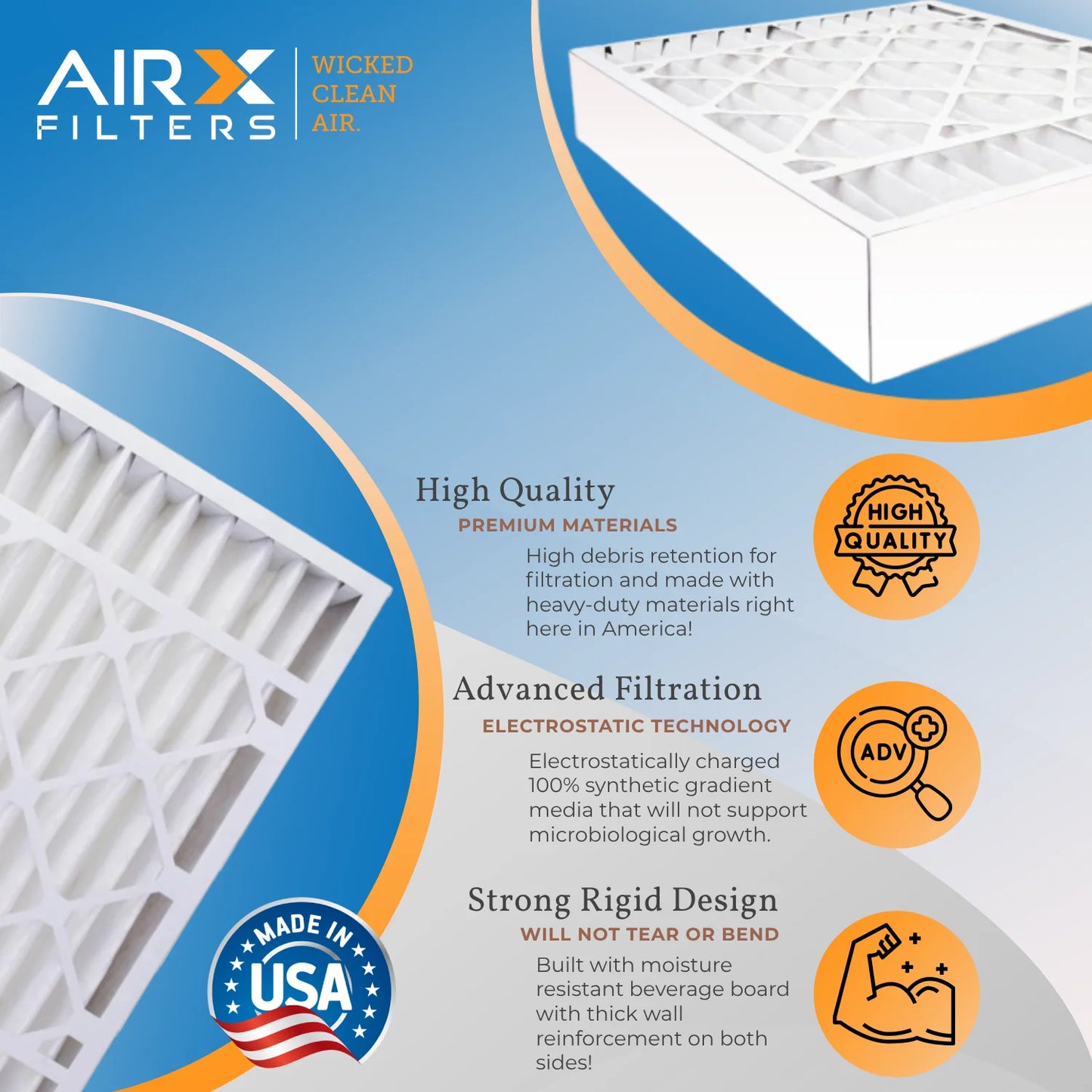 16x25x3 Air Filter MERV 13 Comparable to MPR 1500 - 2200 & FPR 9 Compatible with Lennox X0581 Air Filter 3 Pack by AIRX FILTERSize WICKED CLEAN AIR.