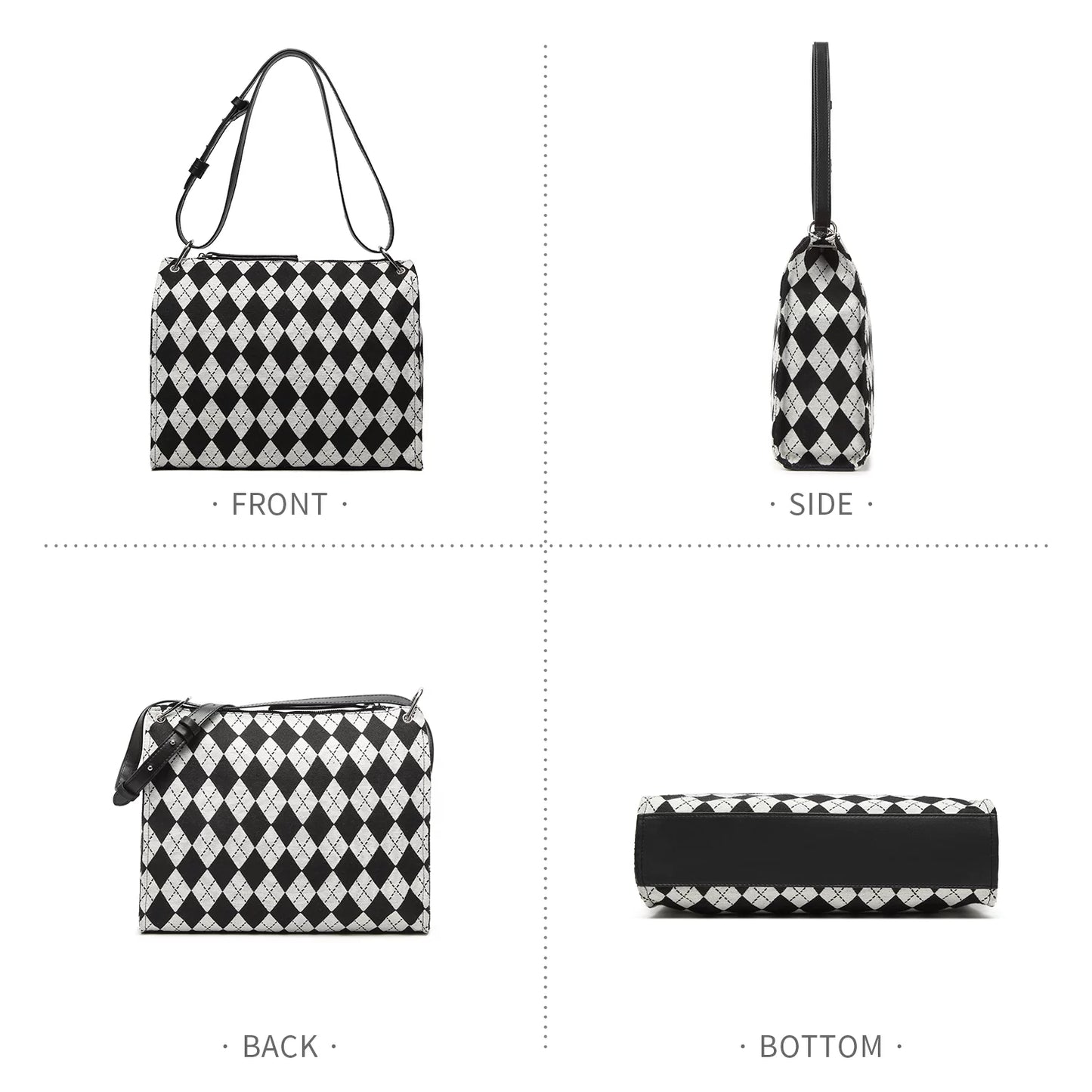 Black and off-white checkerboard pattern handbag Ladies Sizehoulder Bag clutch handbag