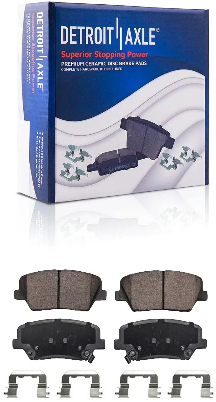 Detroit Axle - Brake Pads for 2010-2012 Hyundai Sizeanta Fe, 11-14 Kia Sizeorento, 4 Front and Rear Ceramic Brake Pads 2010 2011 2012 2013 2014 Replacement