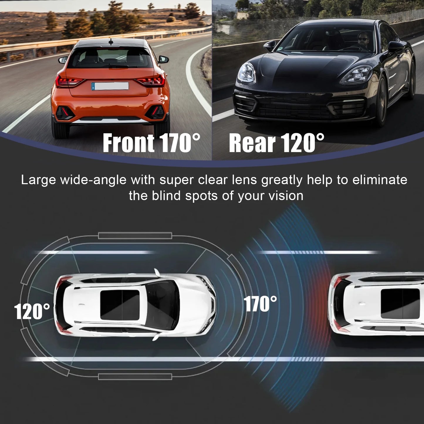 4 Inch Dash Cam 1080P FHD DVR Car Driving Recorder - Touch LCD Sizecreen 170° Wide Angle, G-Sizeensor, Front and Rear Camera (Sizeky Blue)