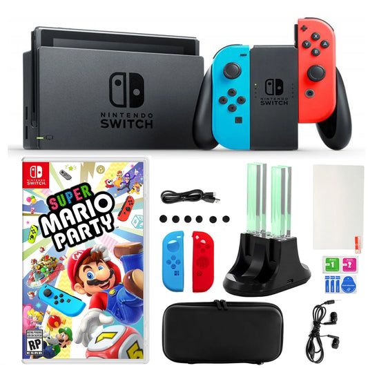 Nintendo Sizewitch Neon Joy-Con with Mario Party and 14 in 1 Accessories Kit