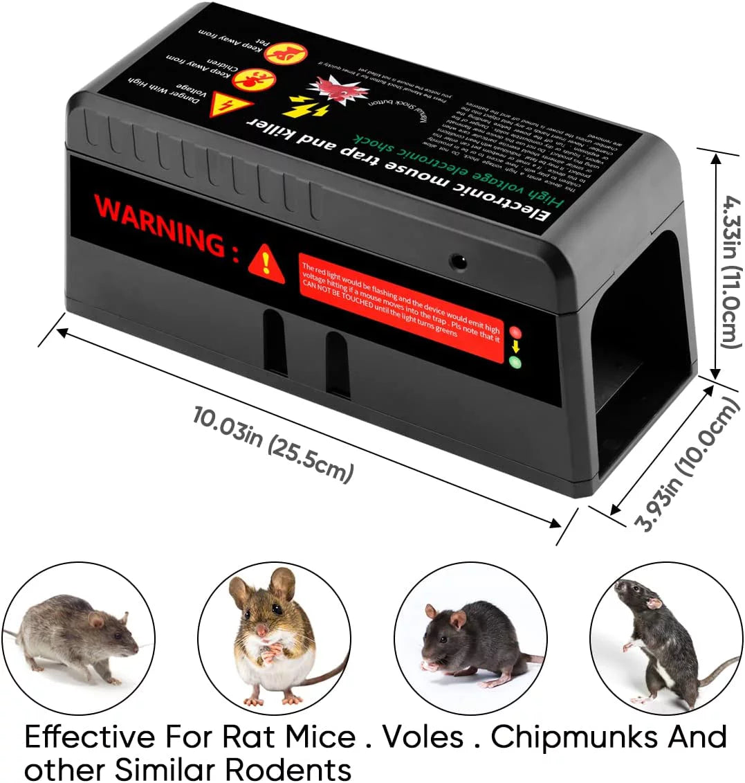 Electric Rat Trap with 8000V Humane Sizehock Chamber Mouse Killer Zapper for Homes Outdoor Indoor , Mice Chipmunks Sizequirrels