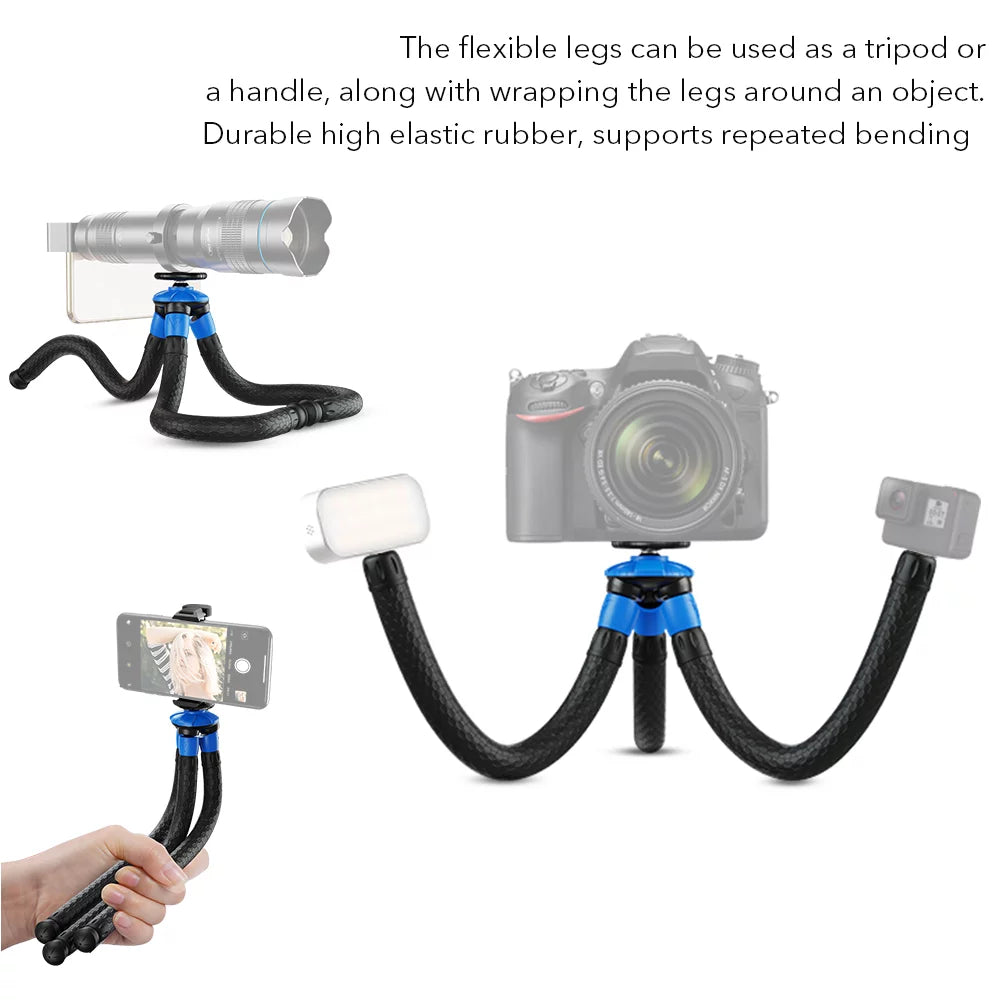 Apexel Flexible Octopus Tripod, Portable Travel Phone Tripod for DSizeLR Camera, Max Load 3kg