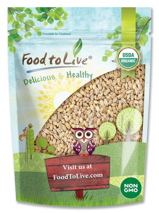 Organic Pearl Barley, 6 Pounds — Non-GMO, Kosher, Raw, Vegan — by Food to Live