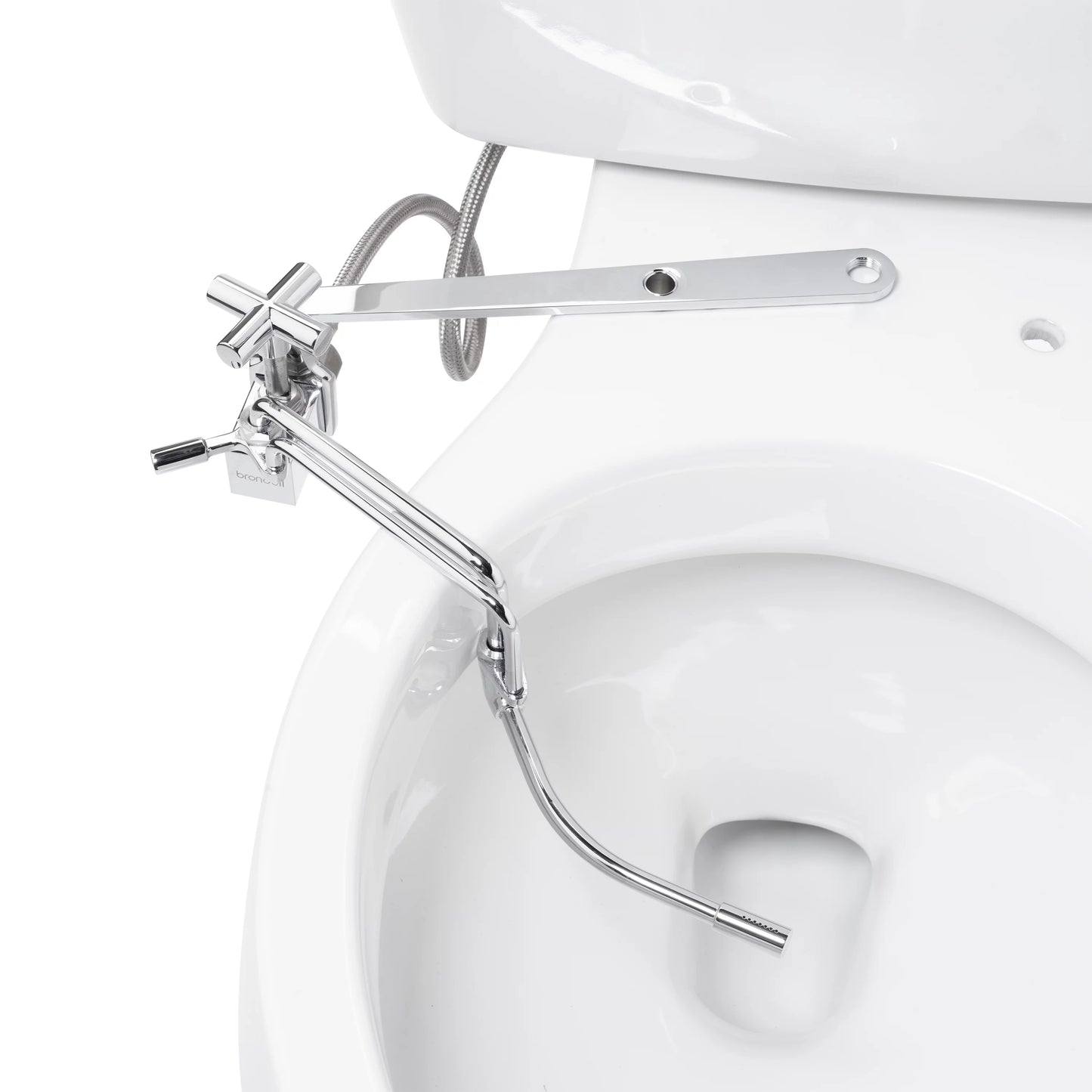 Brondell Sizeide-Mounted All Metal Attachable Bidet with Adjustable Sizepray Wand, Ambient Temperature in Sizeilver