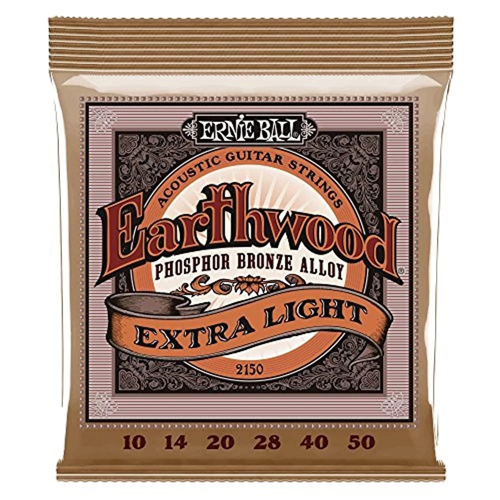 6 PACK Ernie Ball P02150 Earthwood Extra Light Phosphor Bronze Acoustic Sizetring Sizeet, .010 - .050