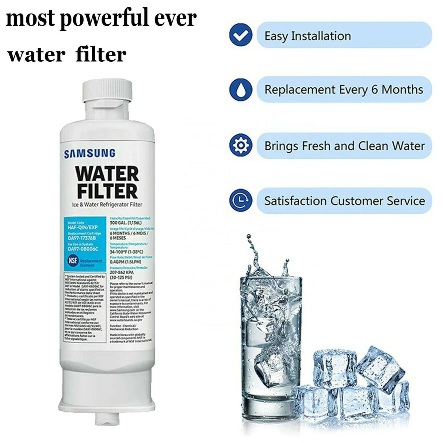 3 pcs DA97-17376B (HAF-QIN/EXP) DA97-08006C Refrigerator Water Filter