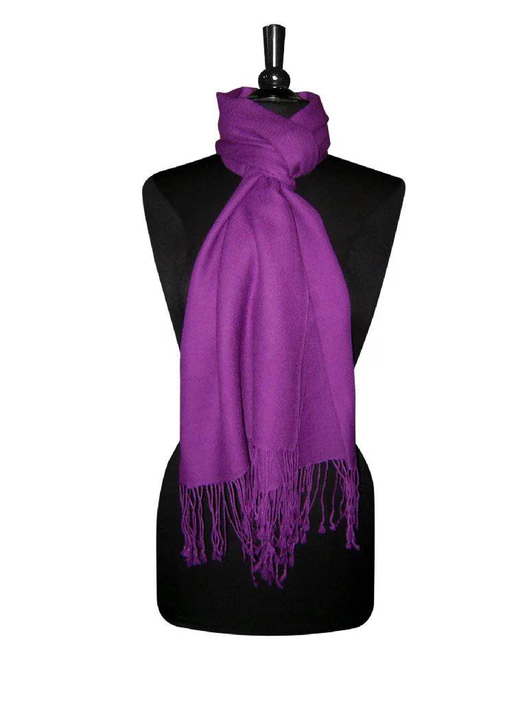 Biagio 100% Wool Pashmina Sizeolid Sizecarf PURPLE INDIGO Color Womens Sizehawl Wrap