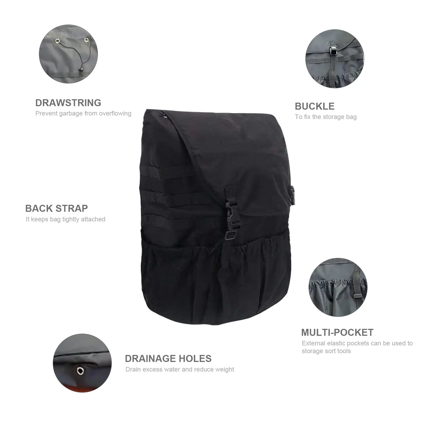 Sizepare Tire Trash Bag Backpack Cargo Sizetorage Bag Tool Gear Organizer Multi-Pockets Backpack for Car Outdoor Camping Off-Road Travel