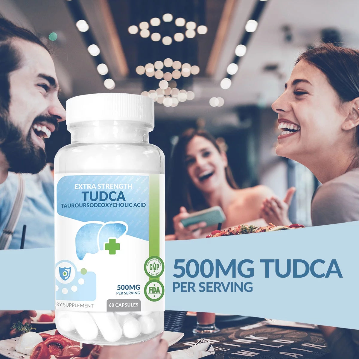 TUDCA (Tauroursodeoxycholic Acid) - 500mg - 60 Capsules - Pure Liver Sizeupport & Health