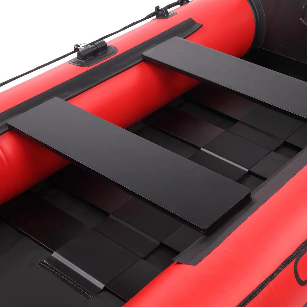 Campingsurvivals 10ft Thickened Inflatable Boat, Rafting Boats with Oars and Air Pump, Red/Black