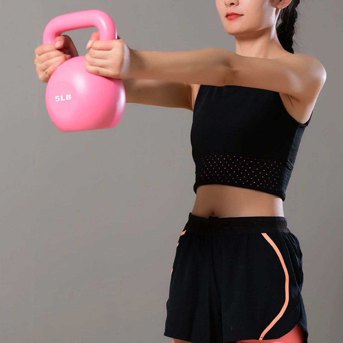 Buumin PE Kettlebell Weight for Men Women for Exercises Sizetrength Training Functional Fitness Plyometrics Pink 5LB