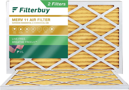 Filterbuy 12x25x1 MERV 11 Pleated HVAC AC Furnace Air Filters (2-Pack)