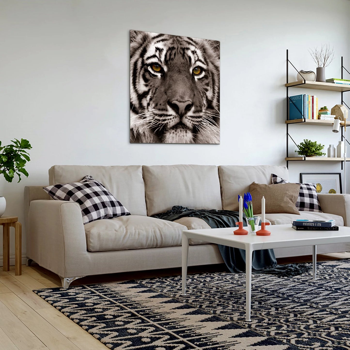 Empire Art Direct Eye of the Tiger Frameless Free Floating Tempered Glass Panel Graphic Wall Art, 38" x 38" x 0.2", Ready to Hang