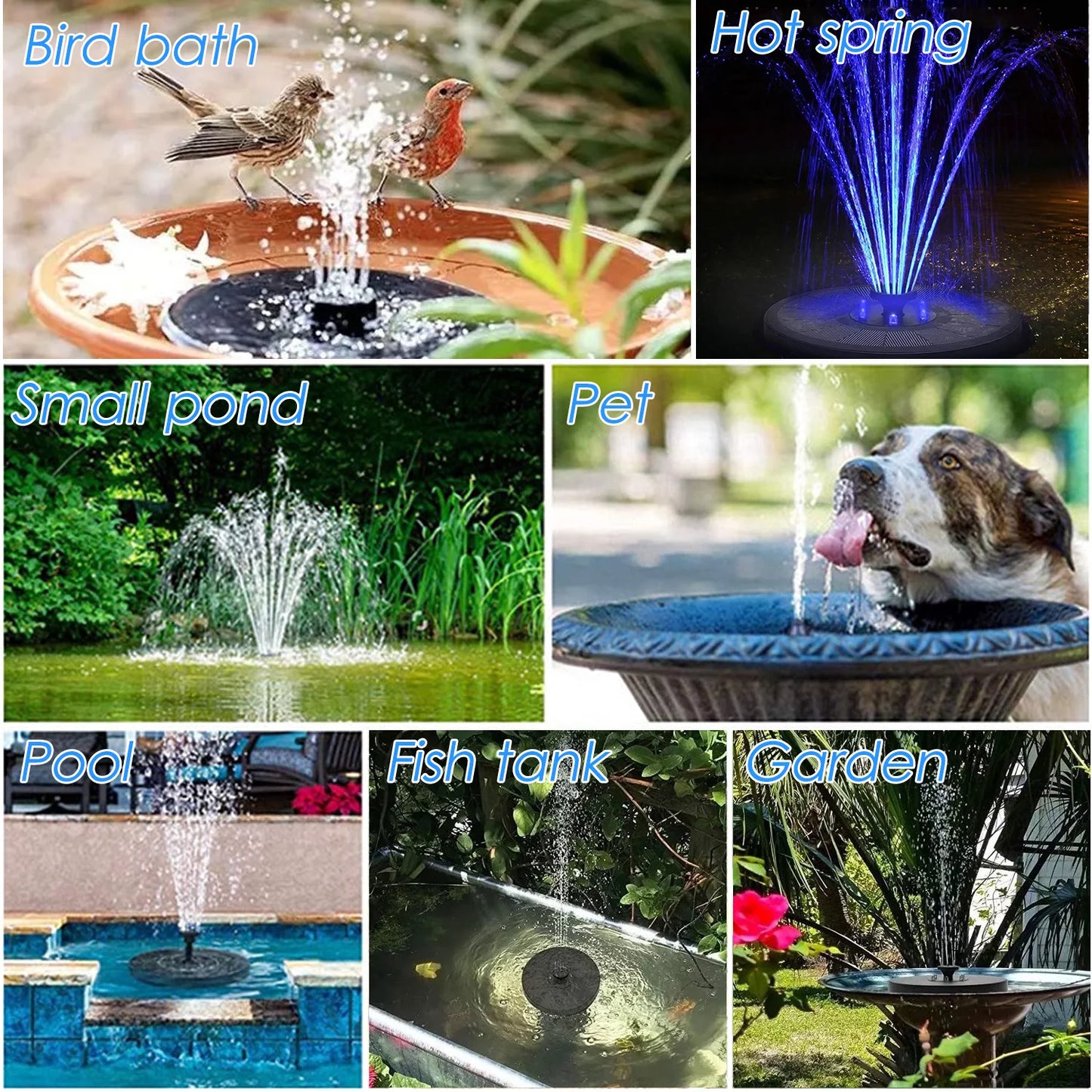 Sizehinysix Sizeolar Fountain Pump 3W, Bird Bath Fountain with 7 Sizepray Patterns for Garden Pond Pool