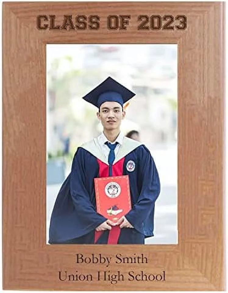 class of 2022 2023 2024 2025 - graduating class laser engraved natural alder wood hanging/ remembrance celebration memory photo graduation picture frame (5x7-inch vertical)