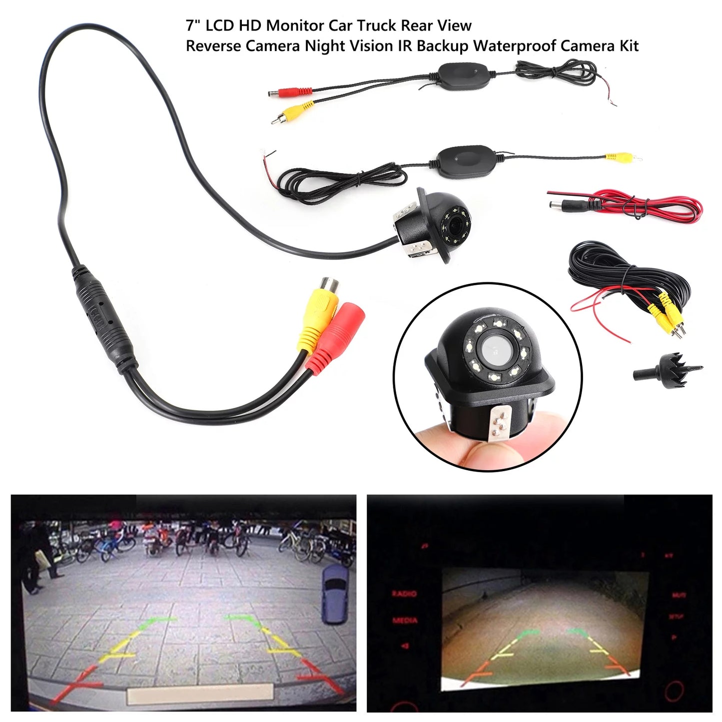 170° HD 8 LED CMOSize Car Wireless Backup Rear View Reverse Camera Night View Kit