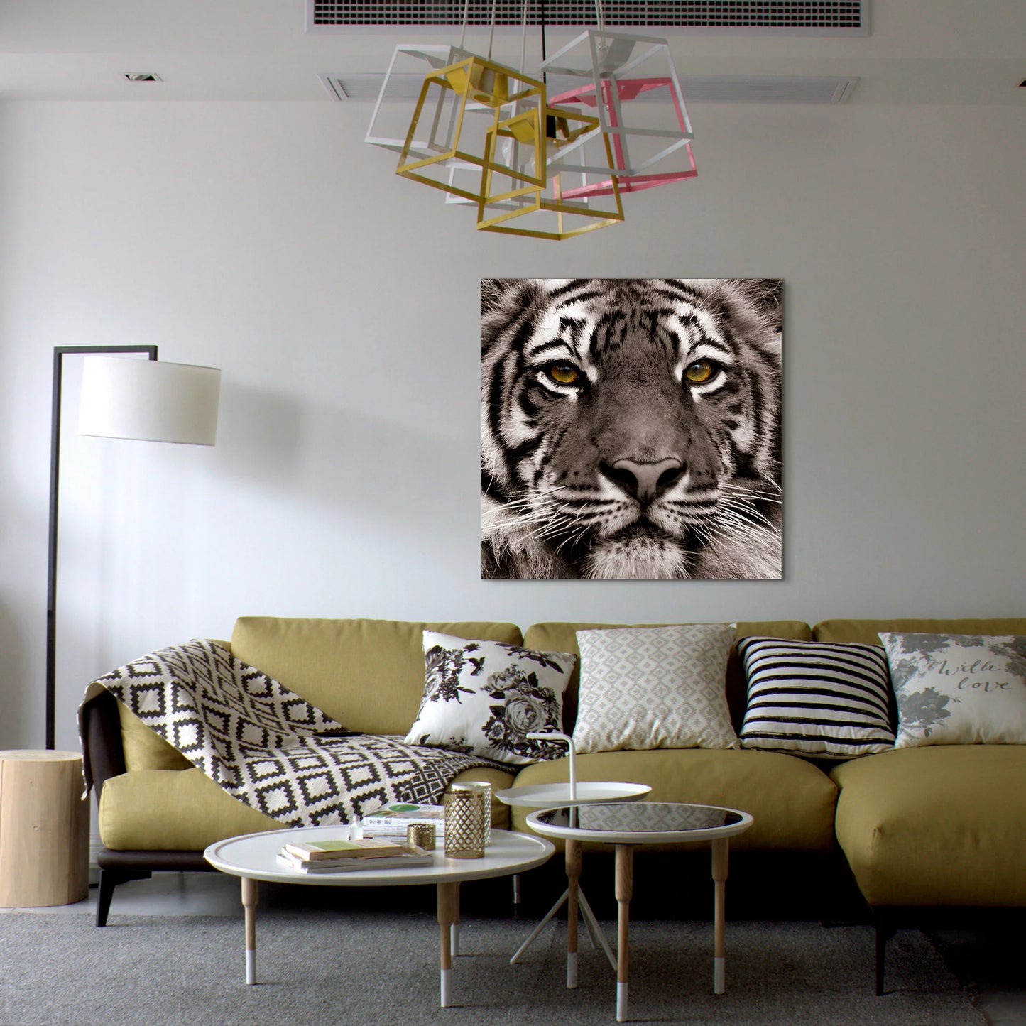 Empire Art Direct Eye of the Tiger Frameless Free Floating Tempered Glass Panel Graphic Wall Art, 38" x 38" x 0.2", Ready to Hang