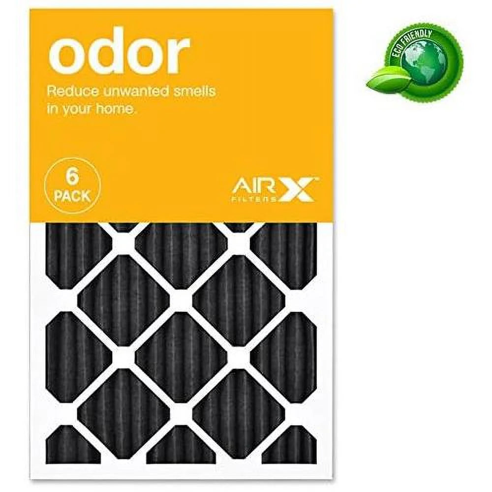 Airx ODOR 16X25x1 MERV 8 Carbon Pleated Air Filter - Made In The - Box Of 6