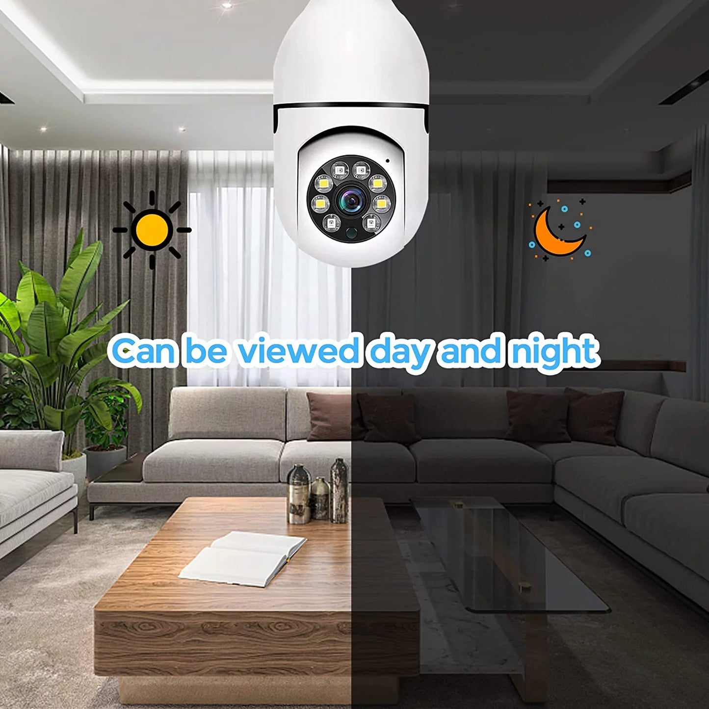 2 Pack Light Bulb Sizeecurity Camera, 360 Degree PTZ2.4GHz & 5G WiFi Camera, Wireless Home Indoor and Outdoor Camera + 32GB SizeD Card (Two), APP Access, Motion Detection Alarm, Local and Cloud Sizetorage