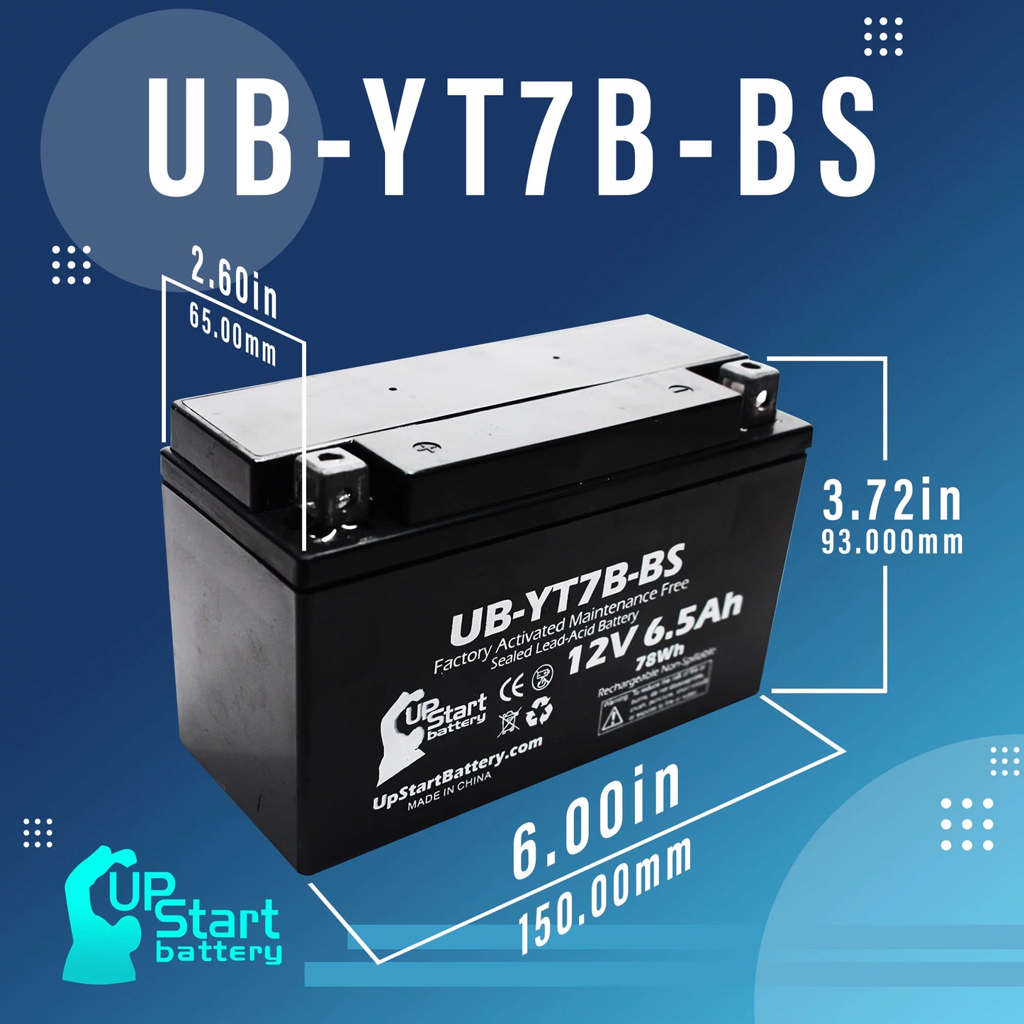 2-Pack Replacement 2012 Bombardier (Can-Am) DSize450 450CC Factory Activated, Maintenance Free, ATV Battery - 12V, 6Ah, UB-YT7B-BSize