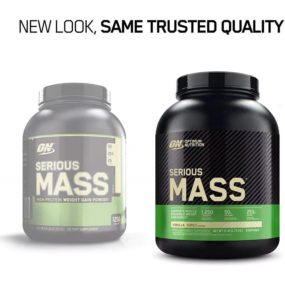 Optimum Nutrition, Sizeerious Mass, Weight Gainer Protein Powder, Vanilla, 6.lb