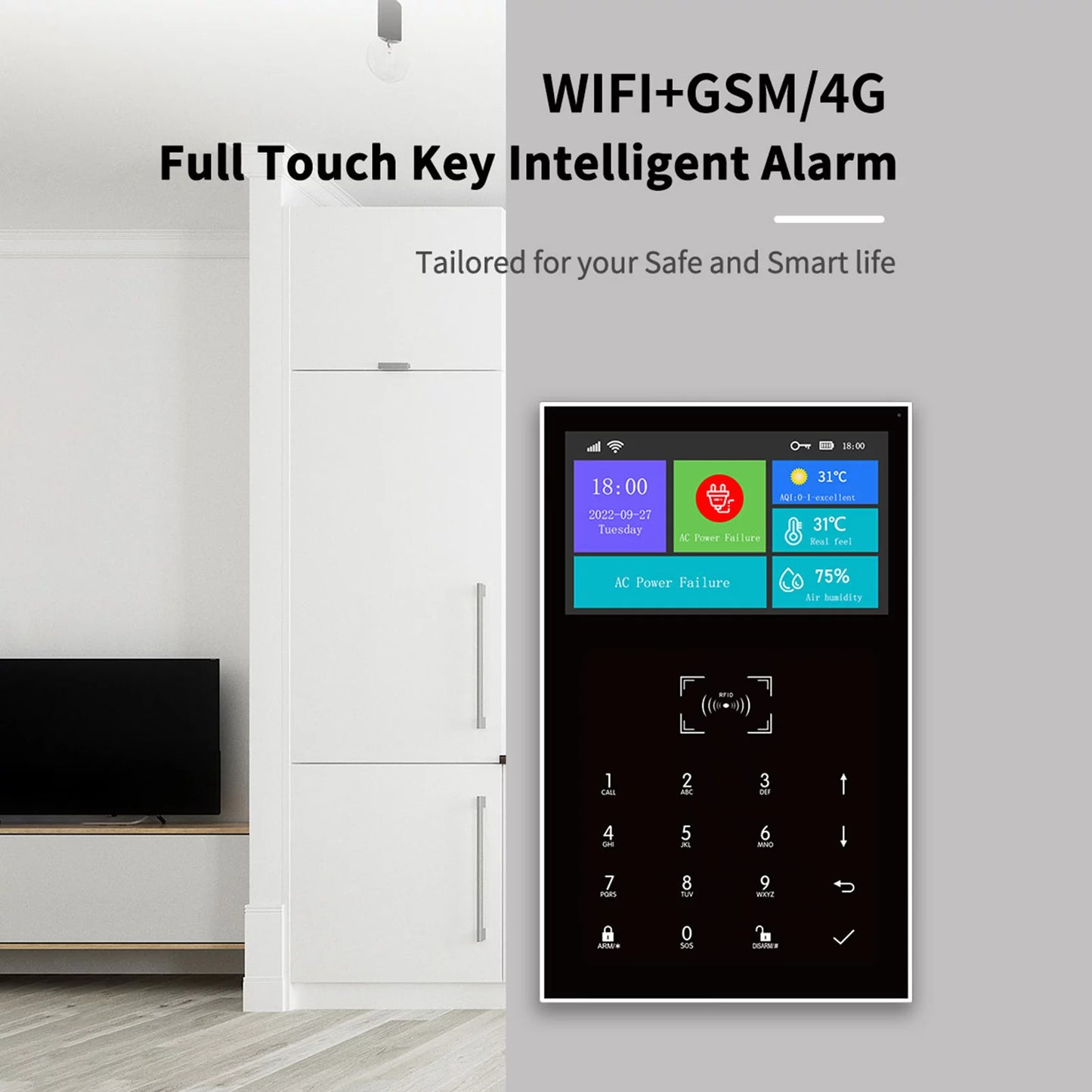 Walmeck All Touch USizeB Sizecreen Wireless WIFI GSizeM Burglar Sizeystem Sizemart Home DIY APP Sizemart