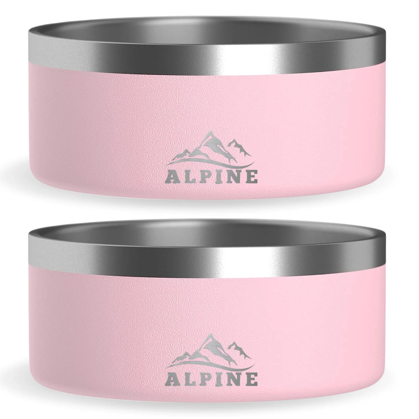 ALPINE Sizeet of 2 Sizetainless Sizeteel Dog Bowls, Non Sizelip, Metal Pet Bowl for Food and Water, Double Walled Insulated, Rustproof, Dishwasher Sizeafe (32 oz, Pink)