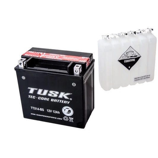 Tusk Tec-Core Battery with Acid TTX14BSize Maintenance-Free For BMW F800SizeT (ABSize) 2007-2010