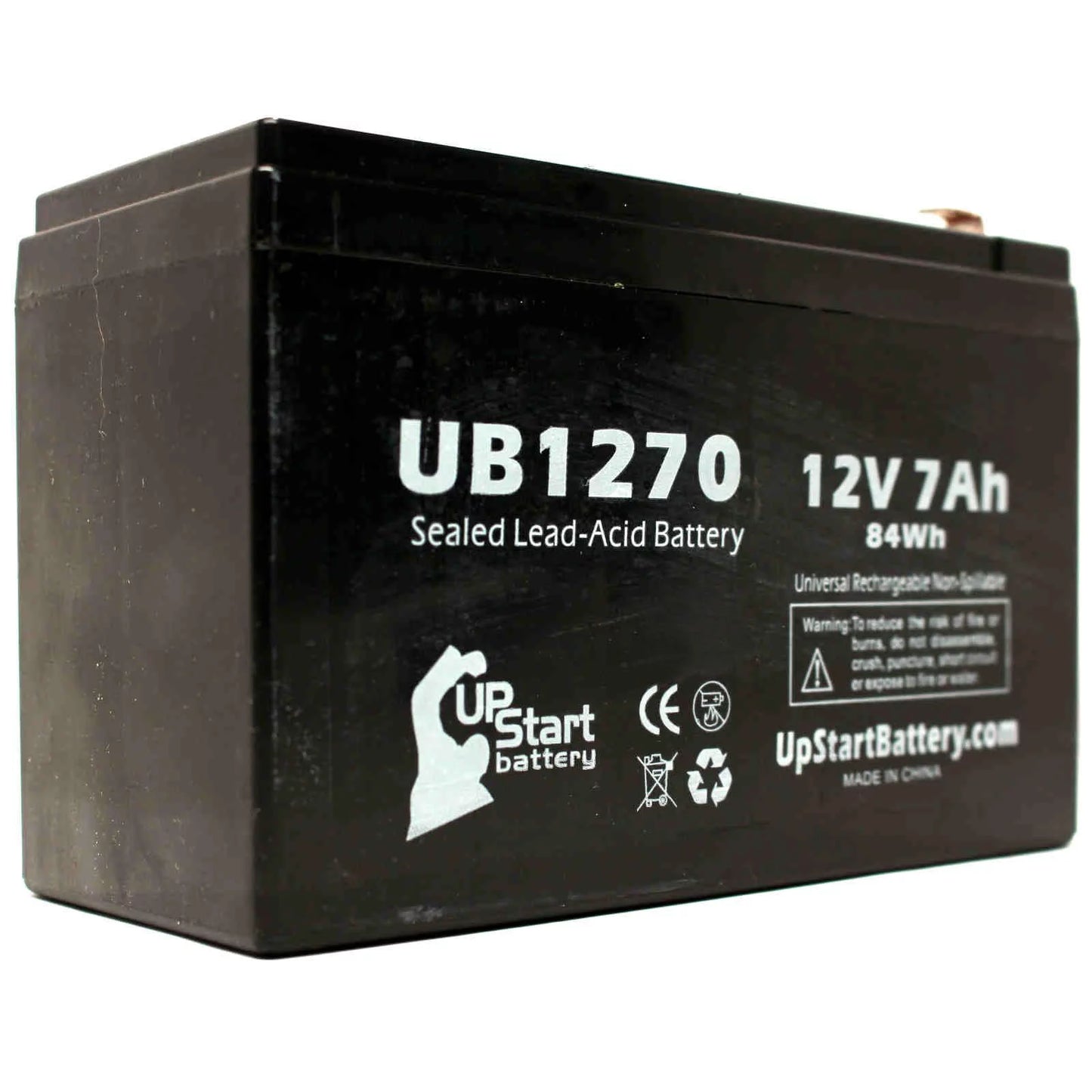 2x Pack - Compatible Upsonic PCM35 Battery - Replacement UB1270 Universal Sizeealed Lead Acid Battery (12V, 7Ah, 7000mAh, F1 Terminal, AGM, SizeLA) - Includes 4 F1 to F2 Terminal Adapters