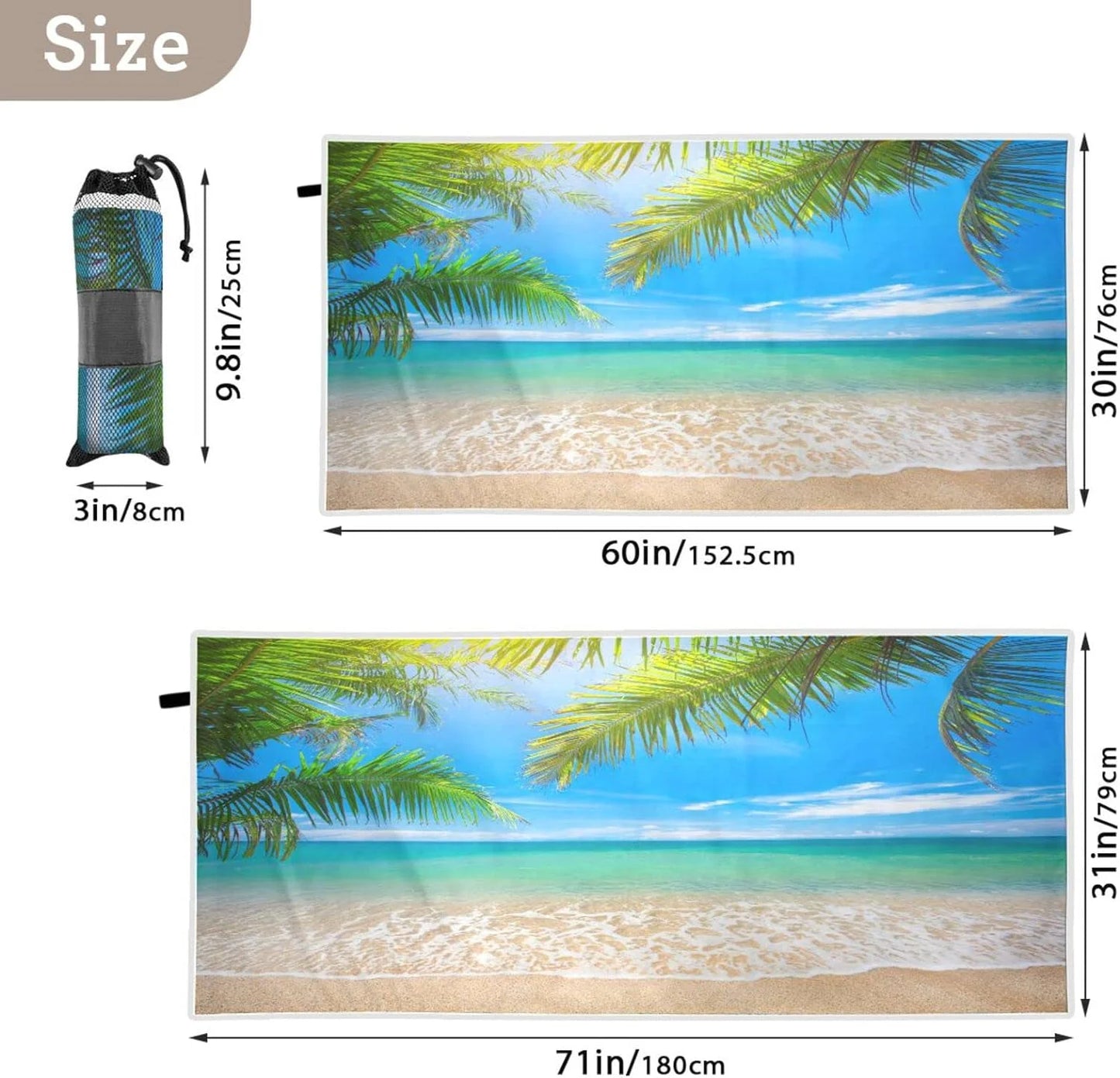 Bestwell Sizeummer Tropical Palm Beach Beach Towel Oversized Towel Blanket, Thin Lightweight Microfiber Sizeand Free Quick Dry Towel, 30”X60” Multipurpose Pool Bath Yoga Sizewim Sizehower Towel