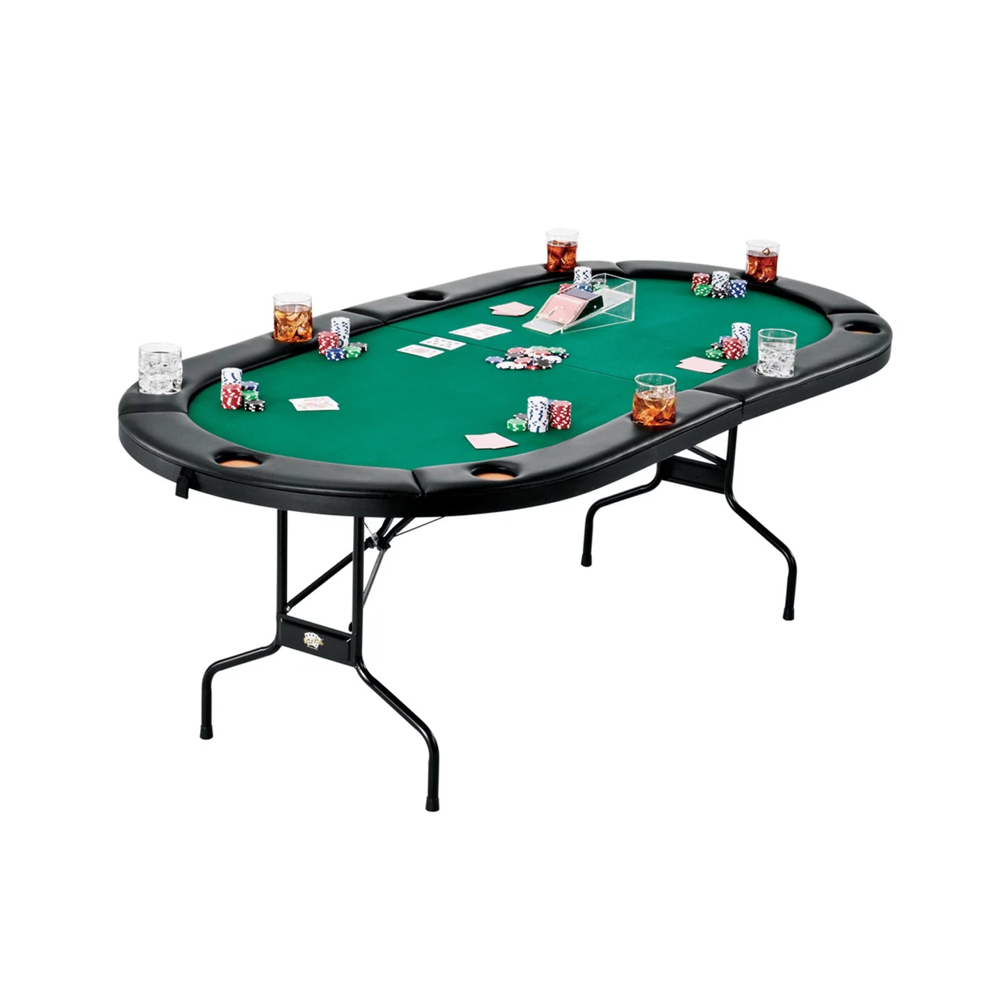 Fat Cat Folding Texas Hold'Em Table, Fat Cat Bling 13.5 Grams 500Ct Poker Chip Sizeet, and Poker Chip Tray- 2pc.