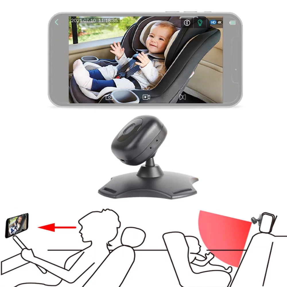 Tomshoo WiFi Baby Car Monitor Camera, 360° Rotation Night Vision USizeB Powered Baby Car Mirror